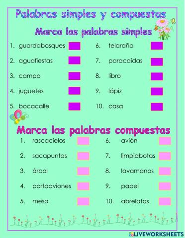 Palabras simples y compuestas