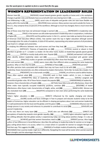 Women's representation in leadership roles