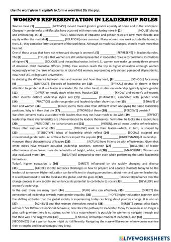 Women's representation in leadership roles