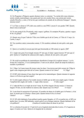 Àlgebra 4 . Problemes - Full G2