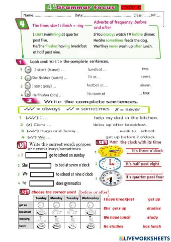 Grammar 4º EPO TIME adverbs of frequency