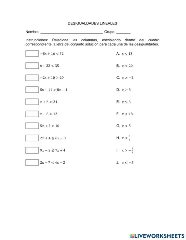 Desigualdades lineales
