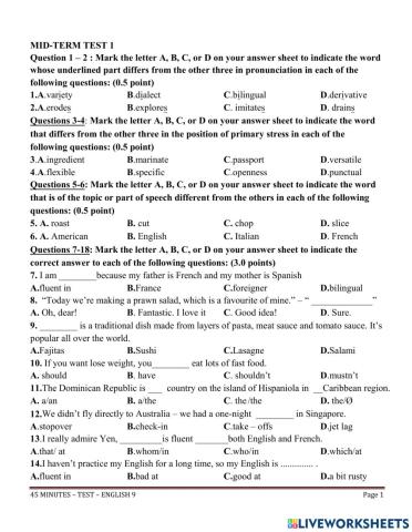 2nd mid-term test No 1