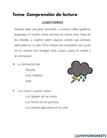 Lectura corta: La gran tormenta