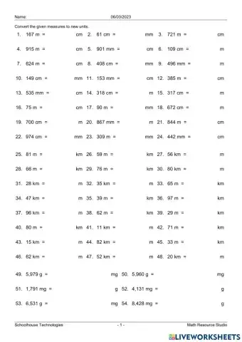 WW L3 Unit Conversions
