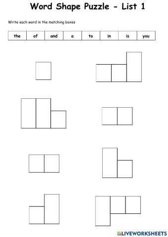 Sight Words - List 1