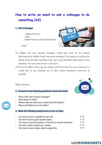 How to write an email to ask a colleague to do something (A2)