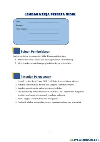 LKPD VOLUME BOLA KELAS IX