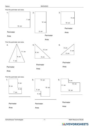 WW L3 Area and Perimeter