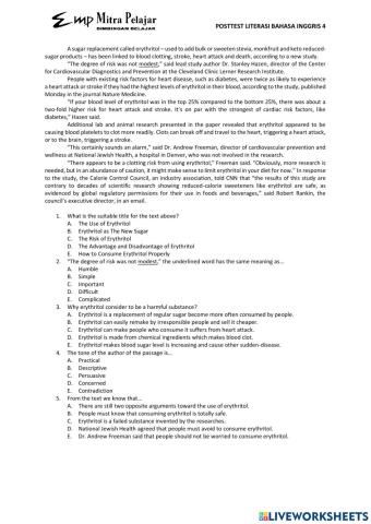 Posttest literasi bahasa inggris 4