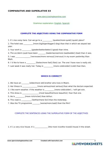 Comparative and superlatives