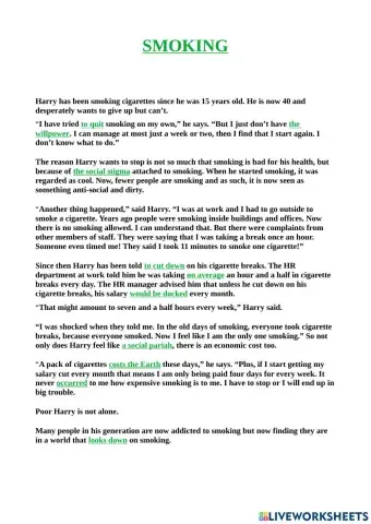 Smoking - reading & speaking