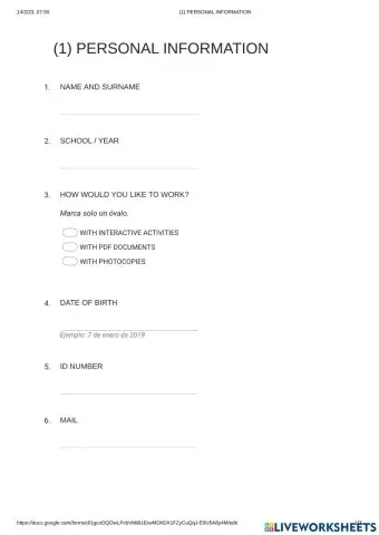 (1) personal information