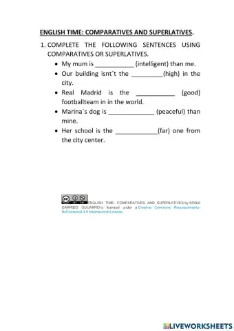 English time: comparatives and superlatives.