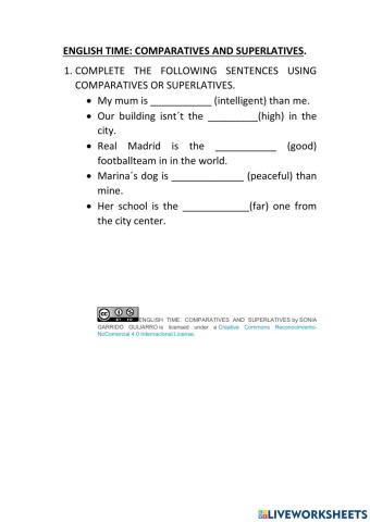 English time: comparatives and superlatives.