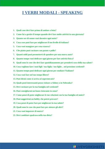 I verbi modali - speaking A2