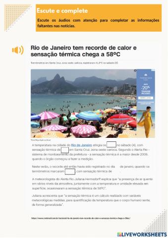 Escute e complete - Números e medidas