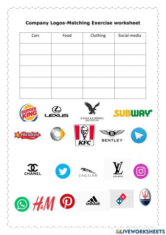 Company Logos-Matching Exercise worksheet