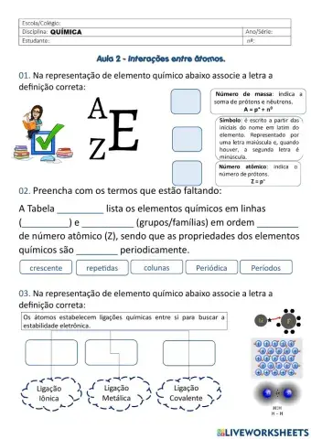 Interações entre átomos.