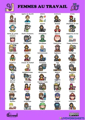 FEMMES AU TRAVAIL (50 professions)