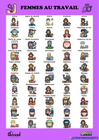 FEMMES AU TRAVAIL (50 professions)