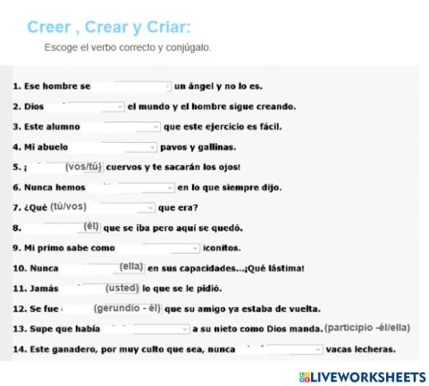 Creer, crear y criar