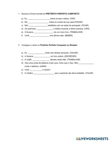Pretérito Perfeito Composto