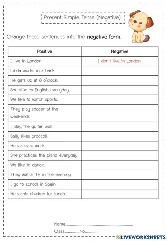 Present simple tense (negative)