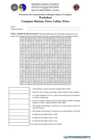 Computer Buttons, Ports, Cables, and Wires