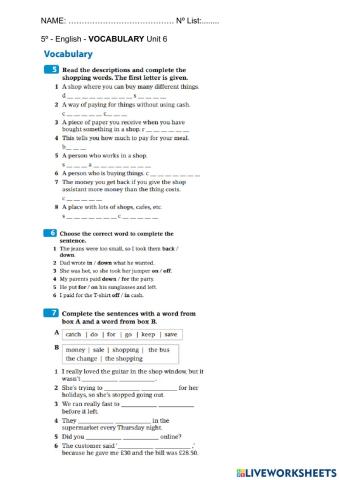 VOCABULARY: fashion, clothes, shopping, verb + preposition and collocations