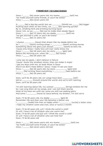 7 years old song - past simple