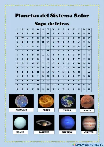 Planetas del Sistema Solar Sopa de letras