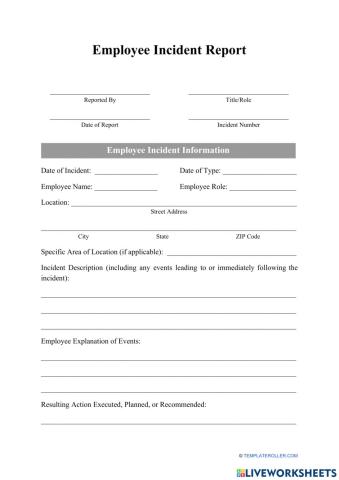 Accident Report form