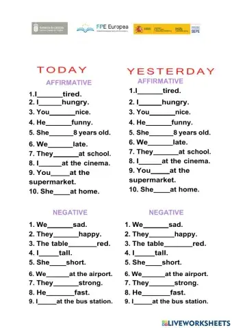 Pasado del To Be Ingles