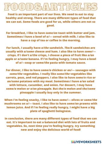 Food and Articles