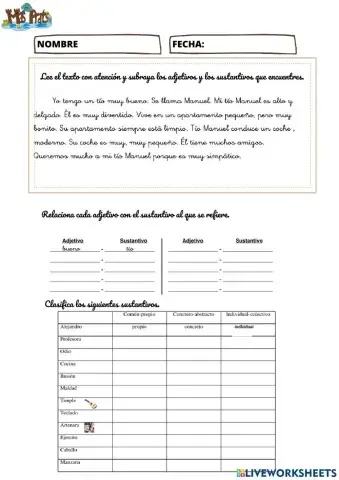 Sustantivos y adjetivos