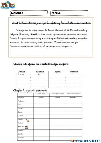 Sustantivos y adjetivos