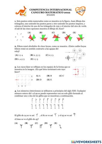Canguro Matemático 2022 Benjamin