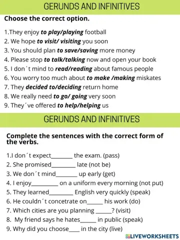 Gerunds and infinitives