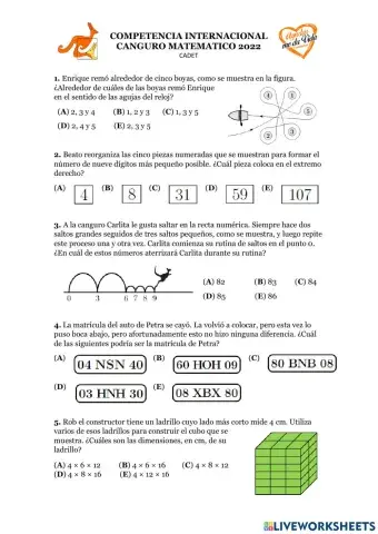 Canguro Matemático 2022 Cadet