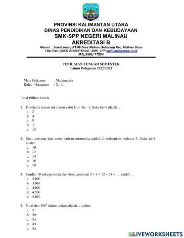 Pts genap kelas x 2023