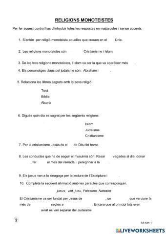 Religions Monoteistes