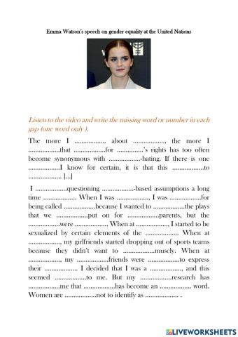Emma's Watson's speech about gender equality