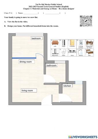 P.1 GS Worksheet - Household Items at Home