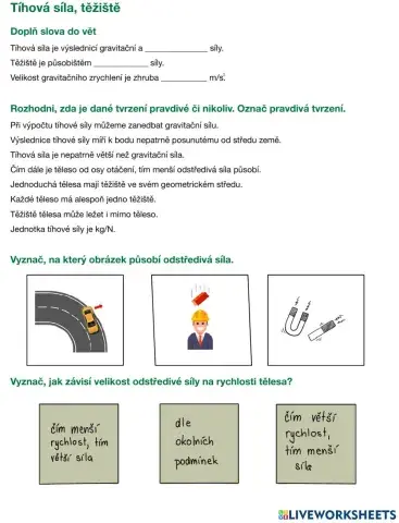 Těžiště, tíhová síla