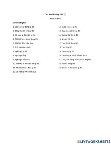 Test Vocabulary U12 (5)