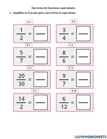 Fracciones equivalentes por amplificacion