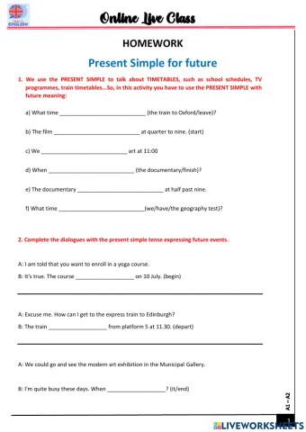 Present simple for future