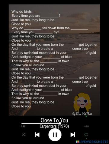 Song: Close To You (Carpenters)