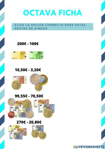 Restas de dinero